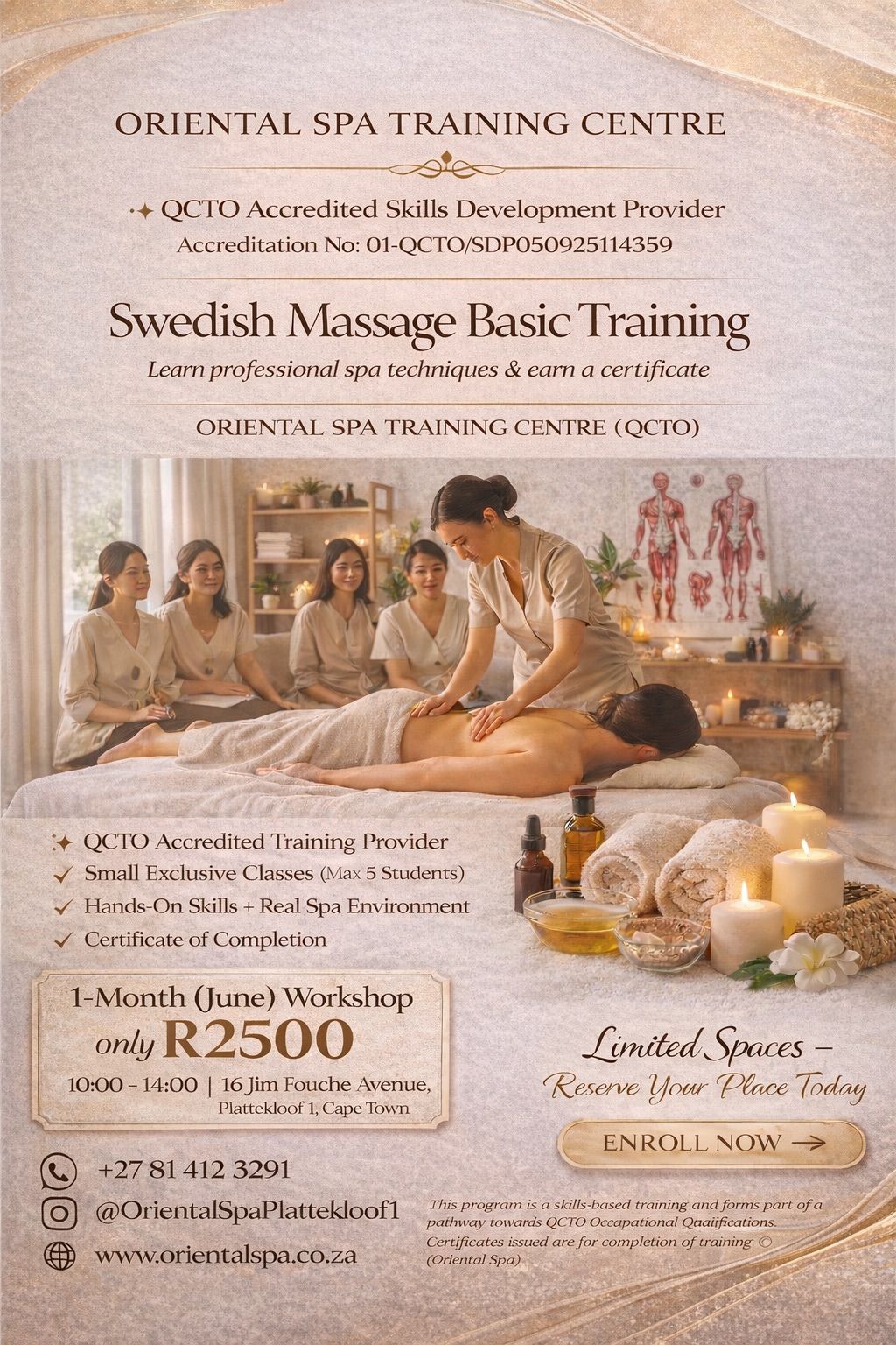 Swedish Massage Basic Training flyer